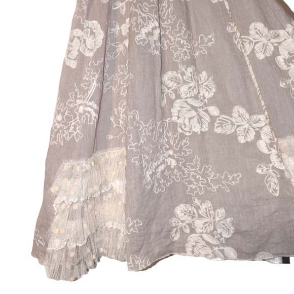 Isobella & Chloe Cotton Tulle Lined Knee Length Cottagecore Boho Dress 14 - Picture 8 of 11